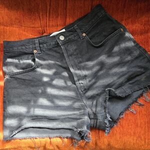 Reformation Charlene High Rise Jean Shorts Black Distressed 29